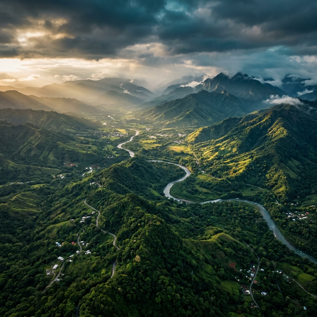 Aerial view of mountain land in Pérez Zeledón, Southern Costa Rica